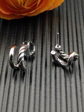 David Yurman 925 Silver Earrings with Original Pouch